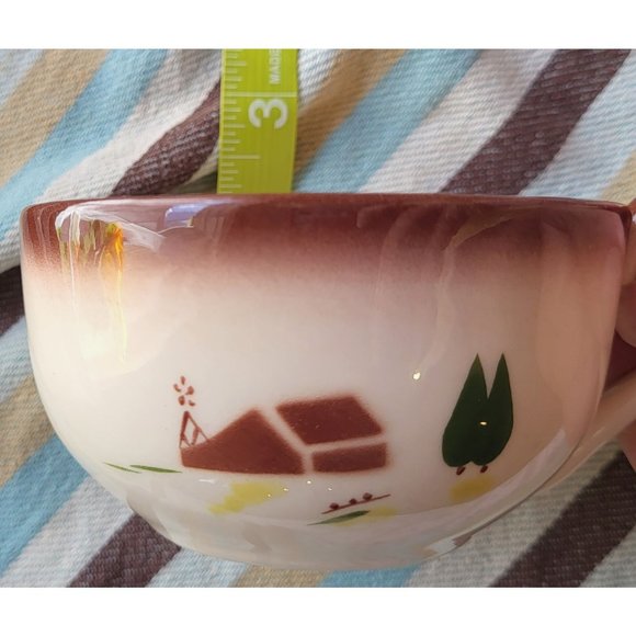 Set of I Love Lucy MCM Brock Of California Brown Country Lane Farmhouse Cups - Picture 6 of 14